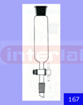 Dropping Funnels, Cylindrical, with Socket, Screw Type PTFE Key Stopcock, Stem with cone but without Stopper